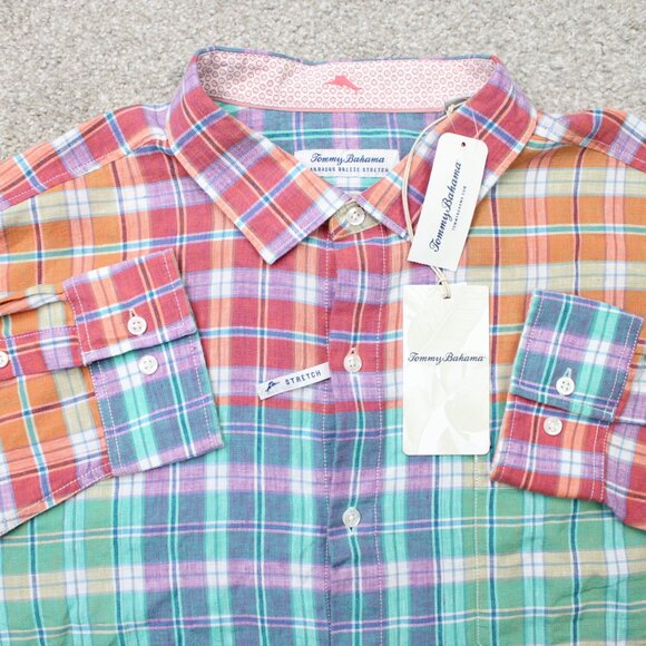 Tommy Bahama Shirt NWT Mens 2XL XXL Barbados Breeze Stretch L/S Linen Peach Melt - Picture 1 of 16